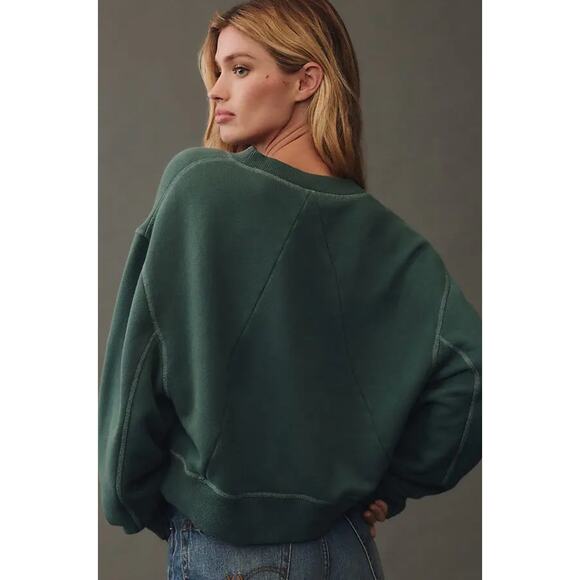 RAG & BONE Vintage Terry Sweatshirt in Washed Forest Size Medium - Picture 2 of 9